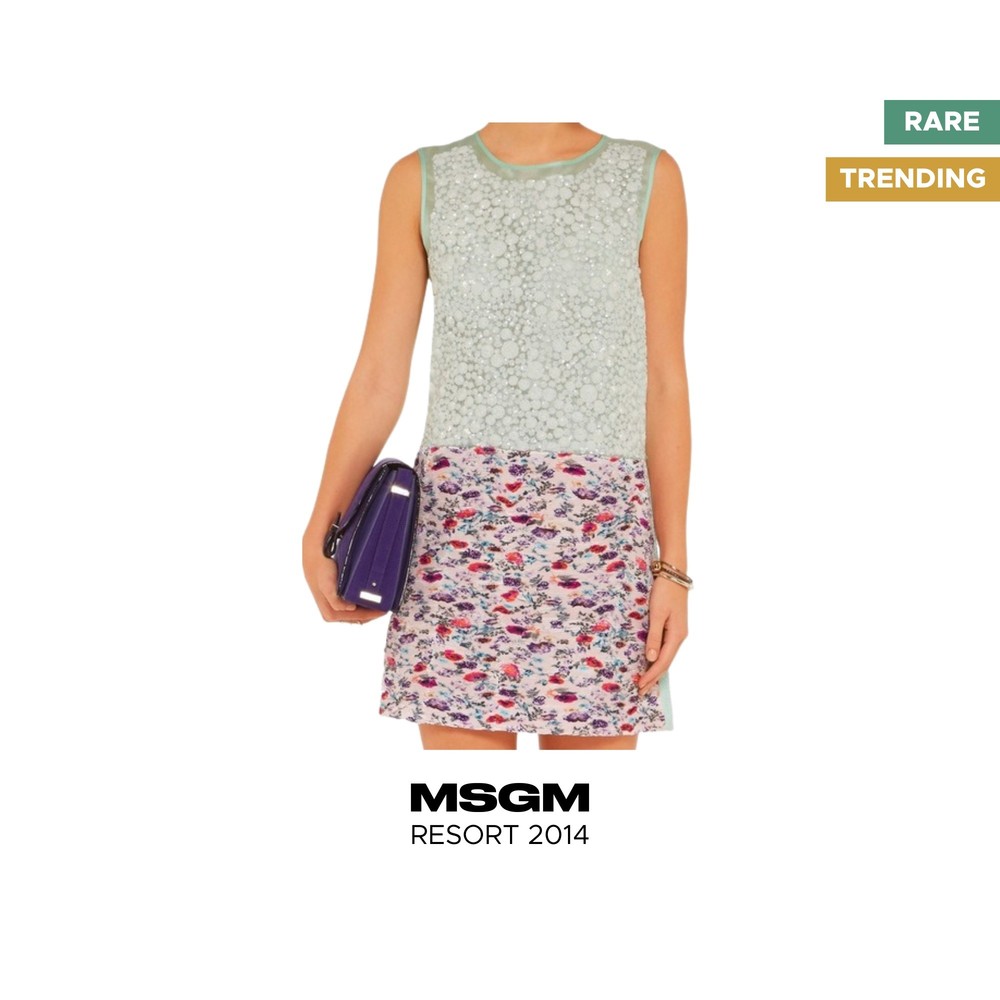 RARE MSGM Floral Sequin Sheath Dress SZ 44